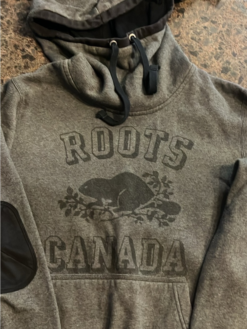 Roots Men's Gray Crewneck Hoodie with Logo